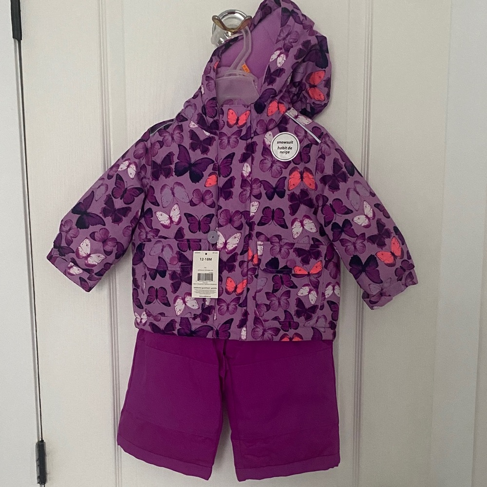 Purple Butterfly Print Snowsuit Set